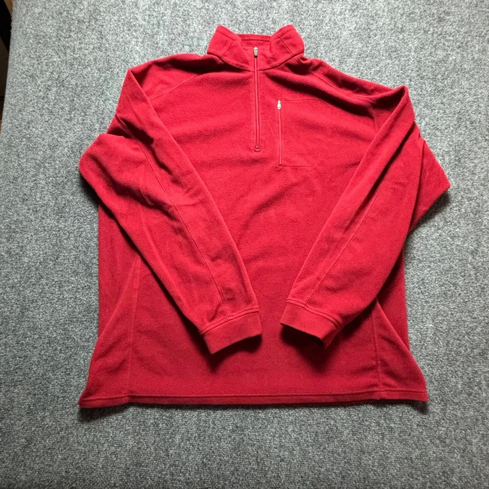 LL Bean Mens XXL Tall Red Fleece Quarter Zip Pullover Sweater 0BVM3